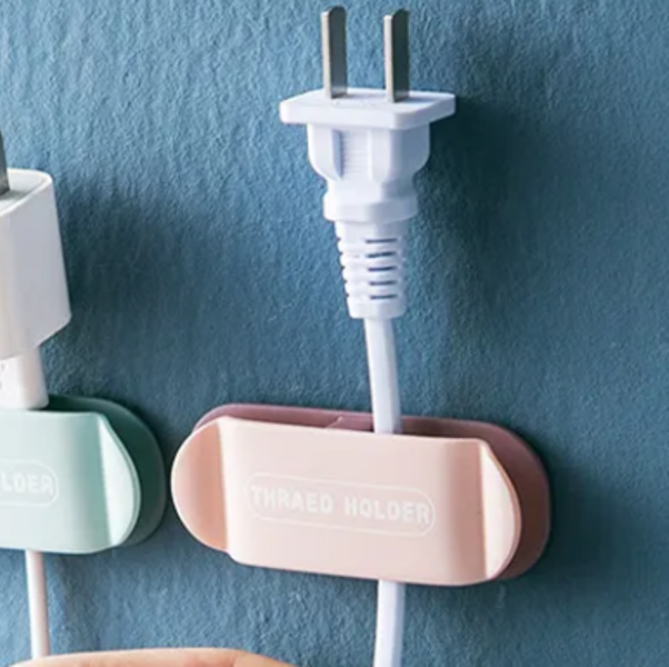 Αυτοκόλλητο στήριγμα πρίζας καλωδίου σετ 4 τμχ ροζ 20672 OEM