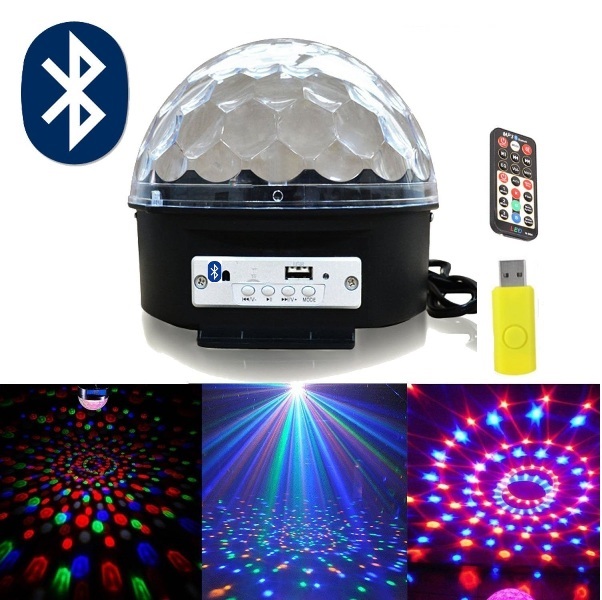 Bluetooth φωτορυθμικό LED φωτεινή μπάλα με USB Mp3 Player & τηλεχειρισμό + Δώρο στικάκι 0307 OEM