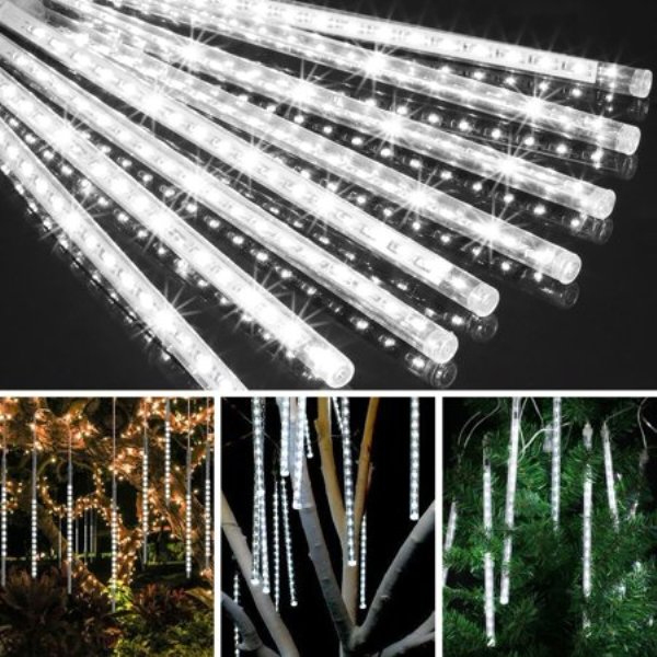 Χριστουγεννιάτικη επεκτεινόμενη LED βροχή μετεωριτών 8 x 47cm λευκό 0505 OEM