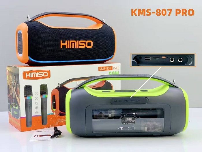 Ασύρματο ηχείο Bluetooth με 2 μικρόφωνα Karaoke - KMS-807 Pro - 813782 - Green - Image 4