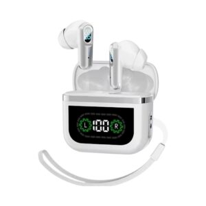 Ασύρματα ακουστικά Bluetooth με ψηφιακή οθόνη & θήκη φόρτισης - J61 - 814031 - White