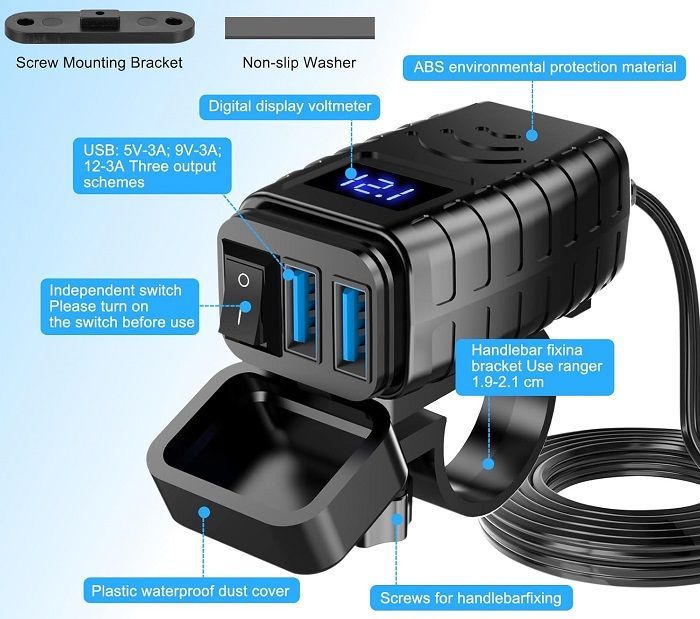 Αντάπτορας φόρτισης μοτοσυκλέτας USB - MQ3103 - 330001 - Image 2