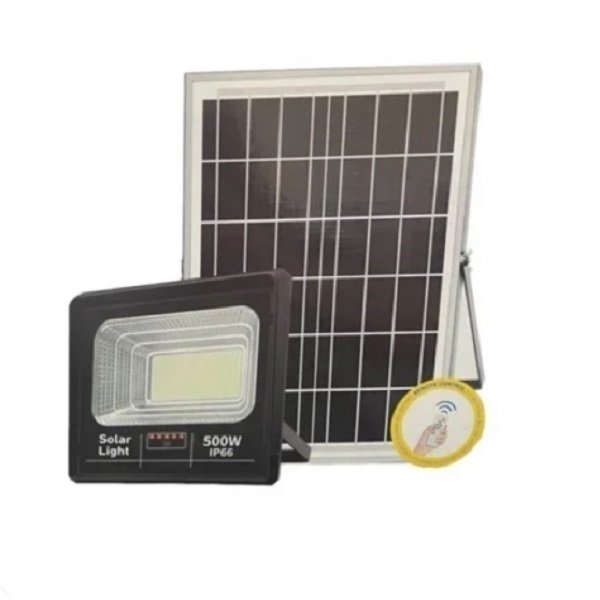 Αδιάβροχος Ηλιακός Προβολέας LED 500W IP66 με πάνελ, Τηλεχειρισμό και Χρονοδιακόπτη 