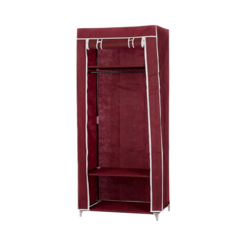 Υφασμάτινη ντουλάπα ρούχων με ράφια - 8875 - 521711 - Dark Red