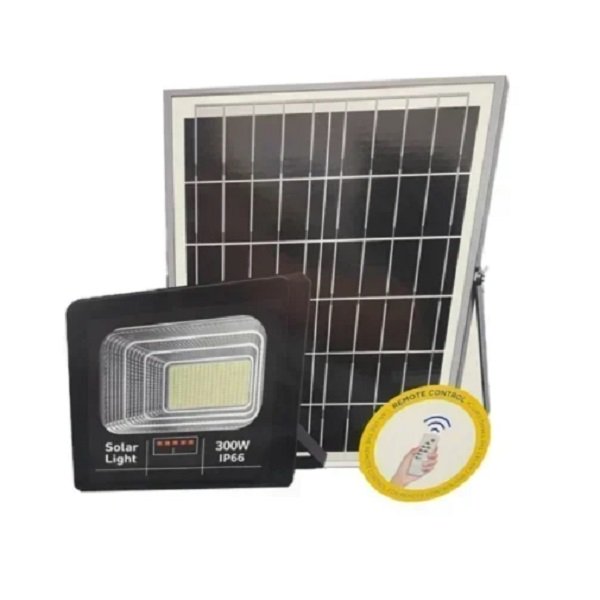 Αδιάβροχος Ηλιακός Προβολέας LED 300W με Πάνελ - IP66 Χρονοδιακόπτη και Τηλεχειρισμό