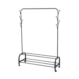 Τροχήλατη κρεμάστρα δαπέδου με ράφια παπουτσιών - YP-608 - 522619 - Black