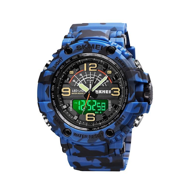 Ψηφιακό/αναλογικό ρολόι χειρός - Skmei - 1617 - Army Blue