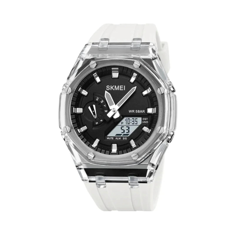 Ψηφιακό/αναλογικό ρολόι χειρός - Skmei - 2100 - White/Black