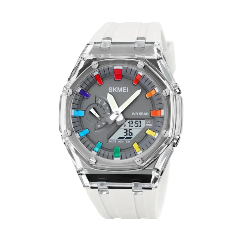 Ψηφιακό/αναλογικό ρολόι χειρός - Skmei - 2100 - White/Grey