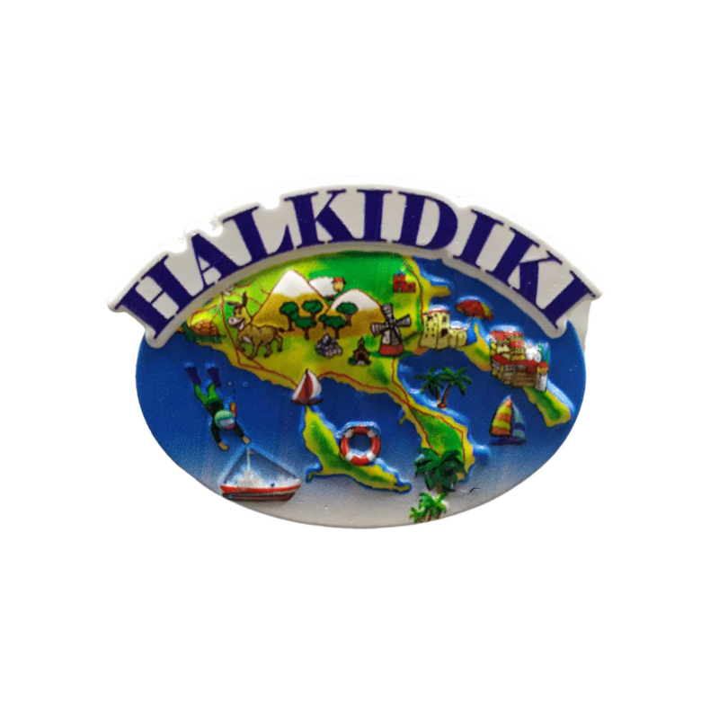 Tουριστικό μαγνητάκι Souvenir - Σετ 12pcs - Resin Magnet - Chalkidiki - 678312