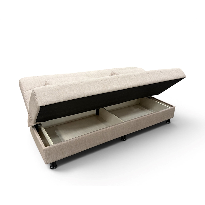 NELY LIGHT BROWN ΥΦΑΣΜΑ 3ΘΕΣΙΟΣ ΚΑΝΑΠΕΣ/ΚΡΕΒΑΤΙ ΜΕ ΑΠΟΘ.ΧΩΡΟ 190X88X82εκ. - Image 2